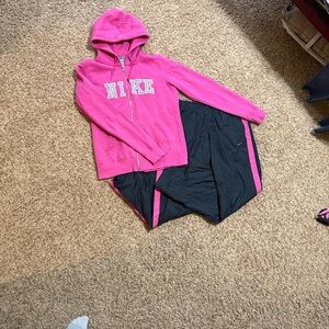 Nike Fuchsia Hoodie and Black Joggers